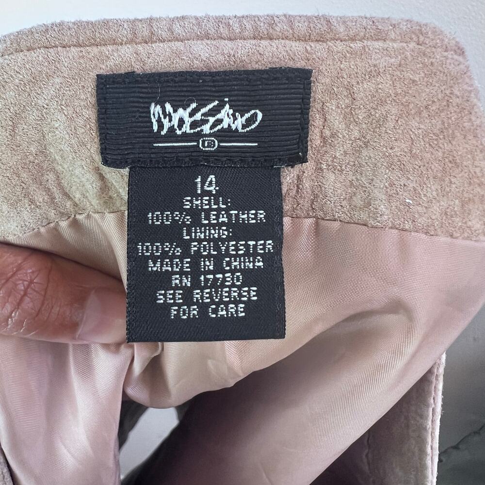 Women's Beige Tan Leather Suede Mini Skirt MOSSIMO Casual Western Boho 14 NWT - Picture 6 of 8